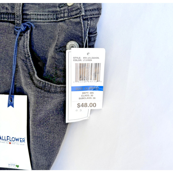 Wallflower Overall Shorts Faded Black Stretch Pockets Grunge Women’s X-Large XL - Picture 3 of 5